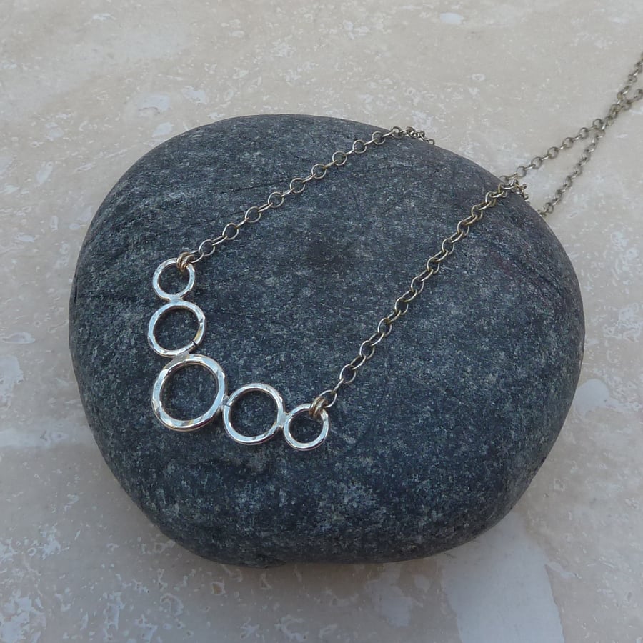 Sterling Silver Five 5 Ring Bubble Necklace - NEC002