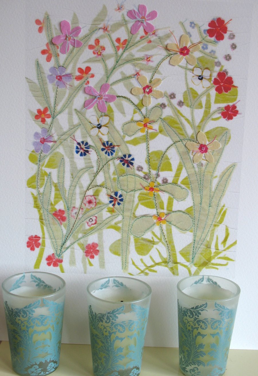 Summer Flower Meadow hand embellished Print