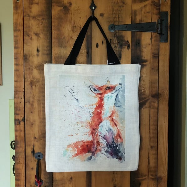Fox Tote Bag, Wildlife Art Print Bag, Choice of 2 Heavy Duty Thick Quality Fabri