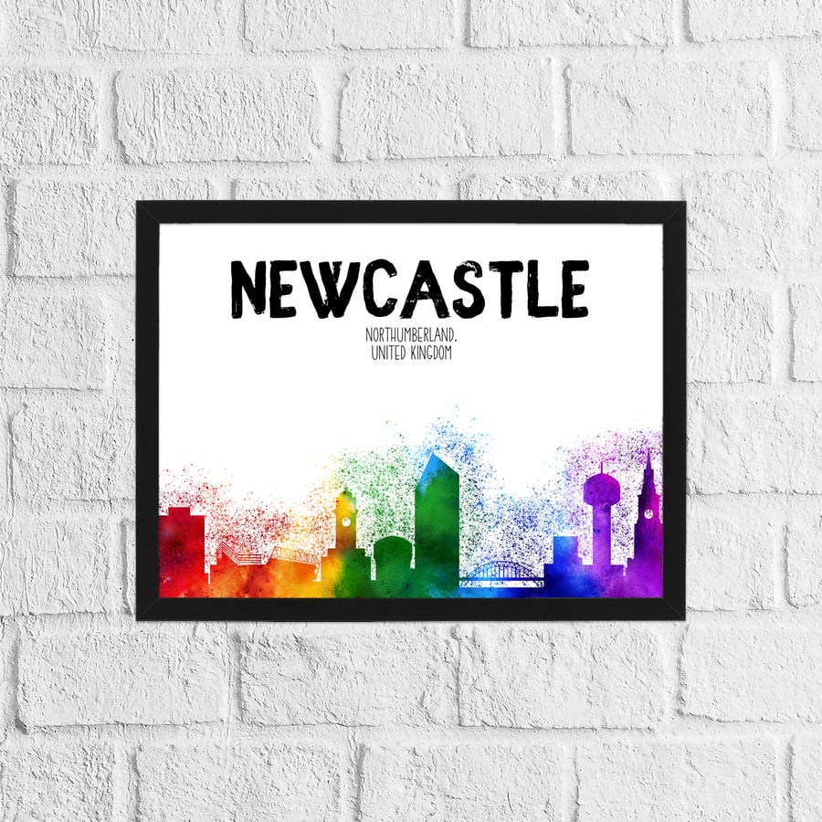 Newcastle rainbow skyline print