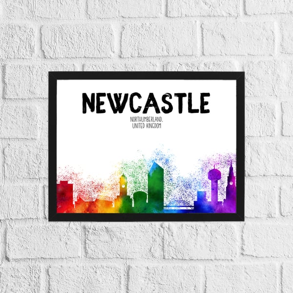 Newcastle rainbow skyline print