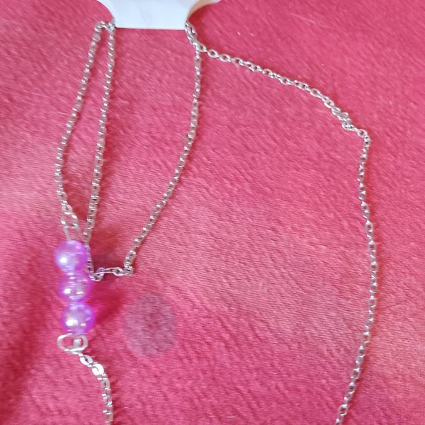 Handmade silver plated necklace with pink beads