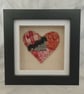 Textile Hand Sewn Heart in a Box Frame