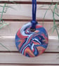 Handmade multi coloured polymer clay round pendant - Image 2