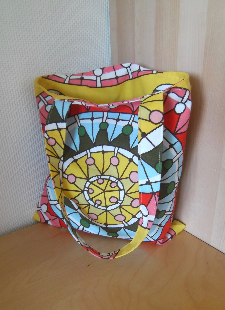 Long handled tote bag in bright colours