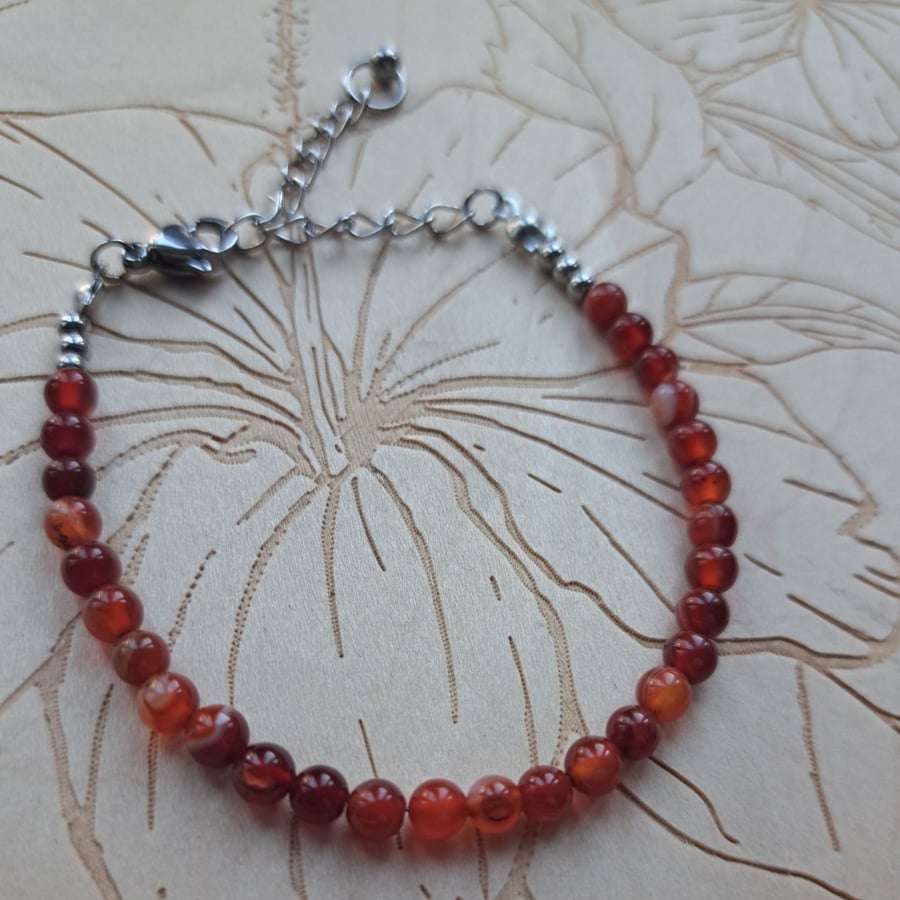 Orange Red carnelian bracelet 