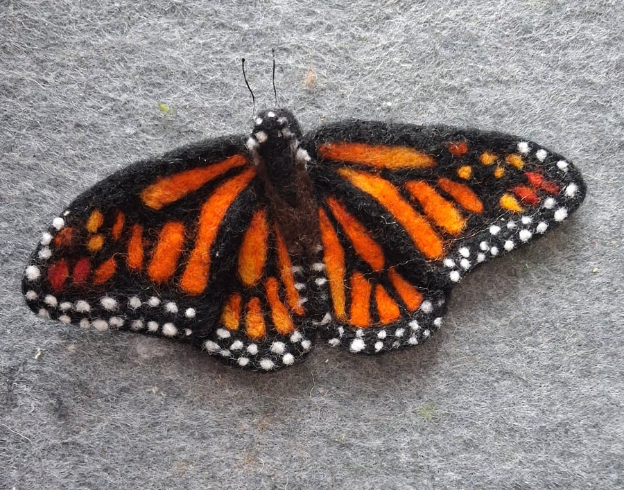 needle felted butterfly hair clip