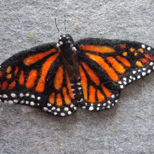 needle felted butterfly hair clip