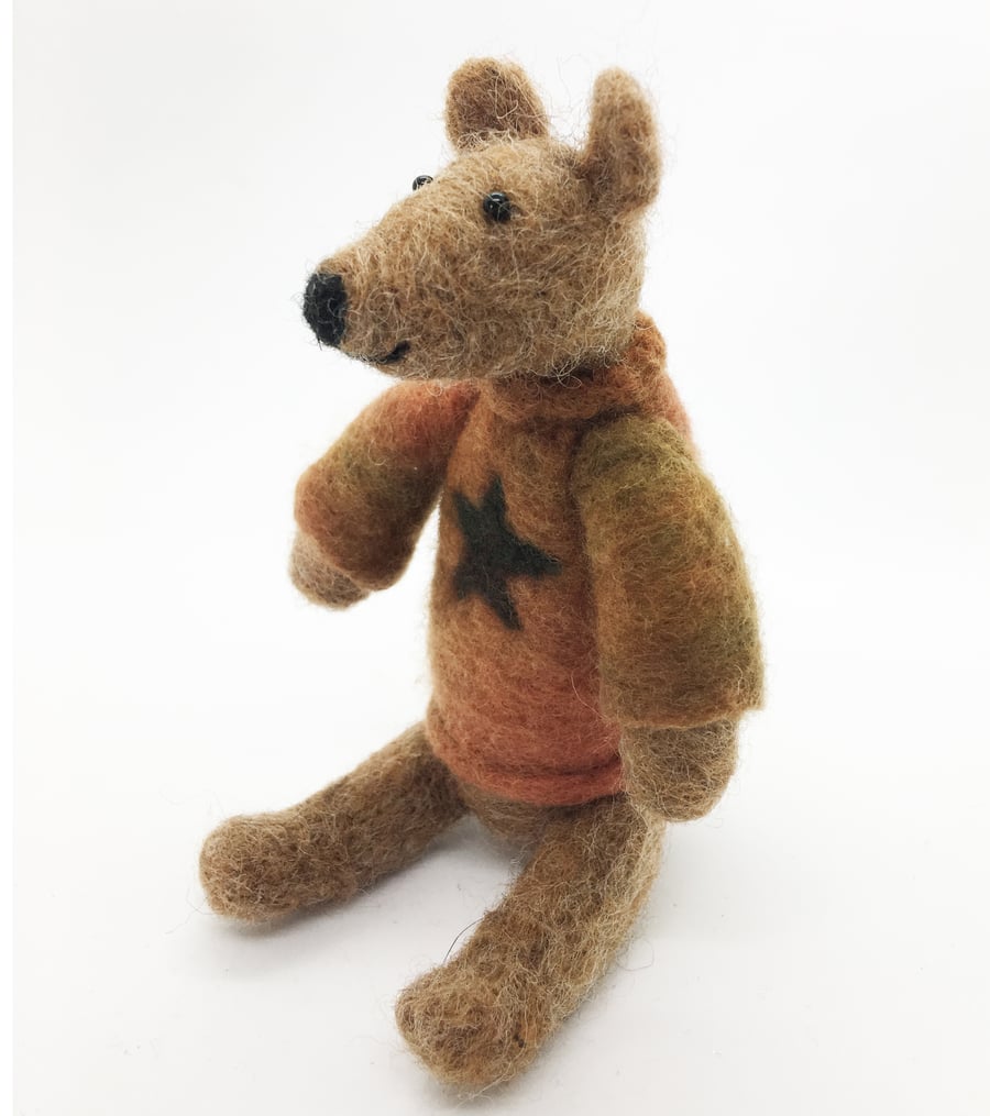 Small Needle Felted Jointed Teddy Ornament