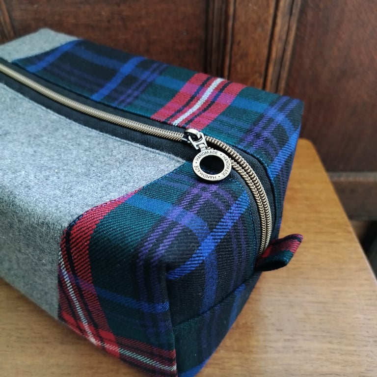 Scottish wool tartan and tweed  box bag.