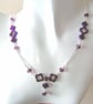 Purple Hematite Clover Necklace 20 Inch, Floral, Silver Curb Chain - Image 8