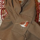 Tweed Robin embroidered neckwarmer with polyester lining New
