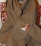 Tweed Robin embroidered neckwarmer with polyester lining New