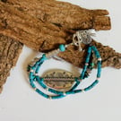 Turquoise and Tibetan silver multistrand bracelet