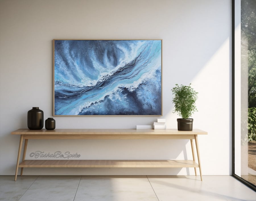 Original textured painting, Abstract Seascape, Acrylic wall art 12x16 inches 