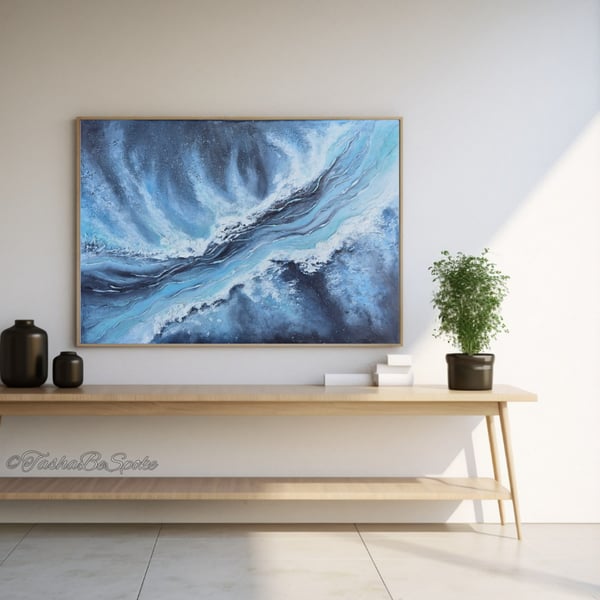 Original textured painting, Abstract Seascape, Acrylic wall art 12x16 inches 