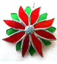 Red Flower Stained Glass Suncatcher Green Bright Colourful Floral - Image 7