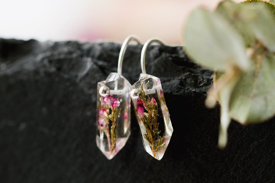 Heather Earrings "Raw Crystals" Botanical Jewellery Tiny Jewelry Boho Jewelry Pr