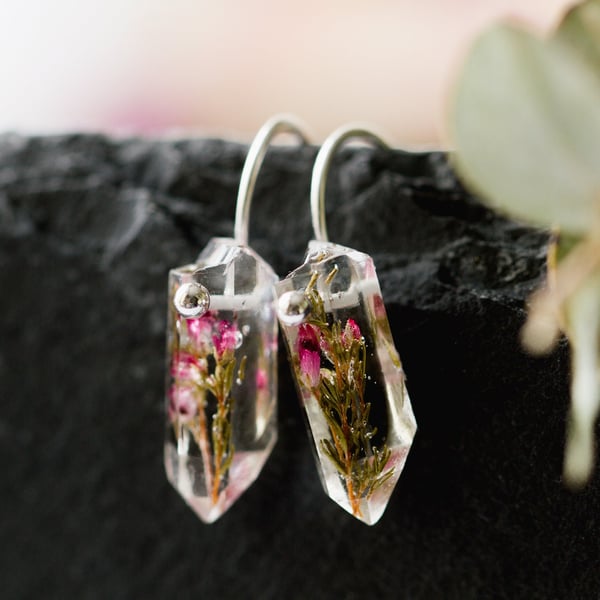 Heather Earrings "Raw Crystals" Botanical Jewellery Tiny Jewelry Boho Jewelry Pr