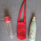 Water Bottle Carrier Bag With Shoulder or Cross Body Strap in Eco-friendly Yarn