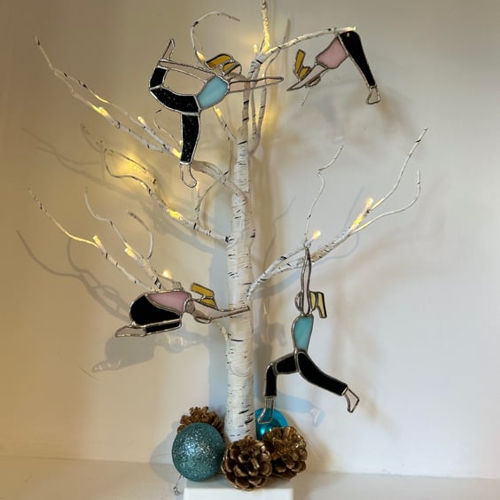 Yoga posed decoration in Tiffany Style Glass