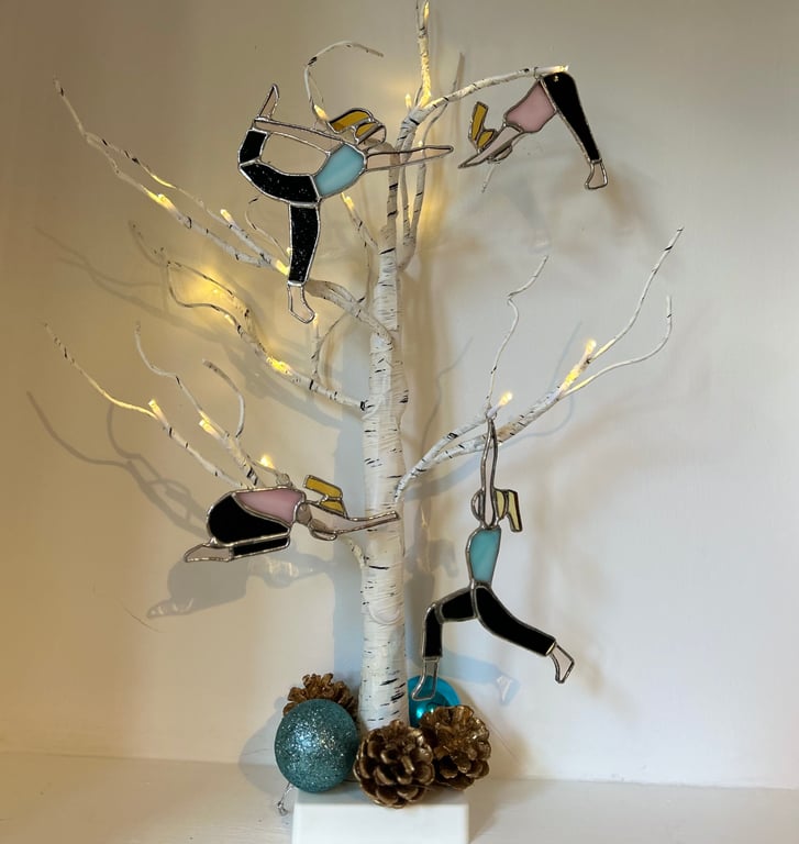Yoga posed decoration in Tiffany Style Glass