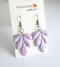 Pink & Lilac Silver Foil Polymer Clay Earrings, Stainless Steel Dangles - Image 2