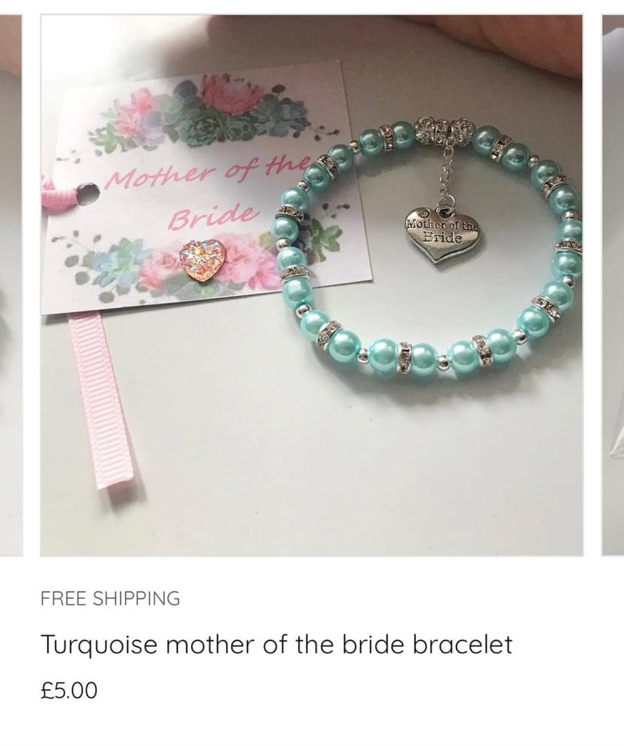 Turquoise mother of the bride stretch beaded charm bracelet gift for wedding