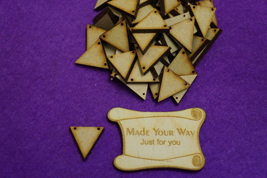 MDF Triangle Bunting two holes 2cm - 50 x Laser cut wooden shape