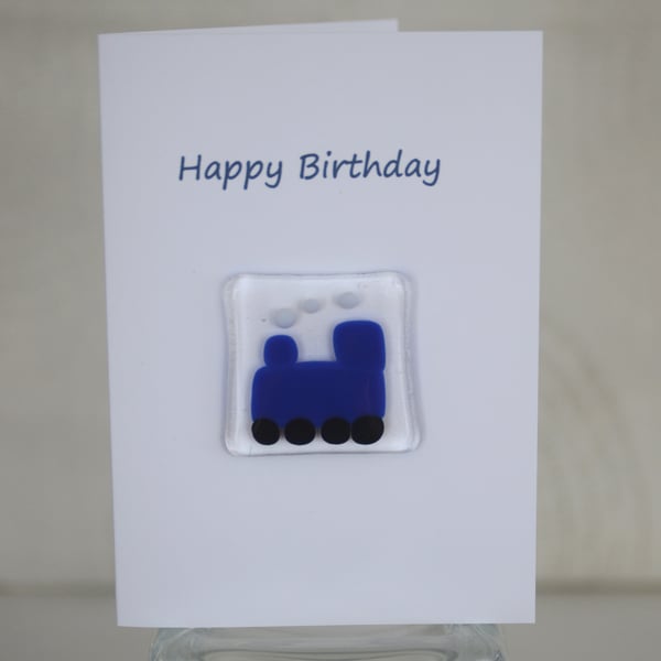 Fused Glass Train Birthday Card