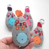 freemotion embroidered zombie chicken keyring bag charm blue