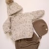 Hand knitted oversize  jumper and pom pom hat set 0-3 months