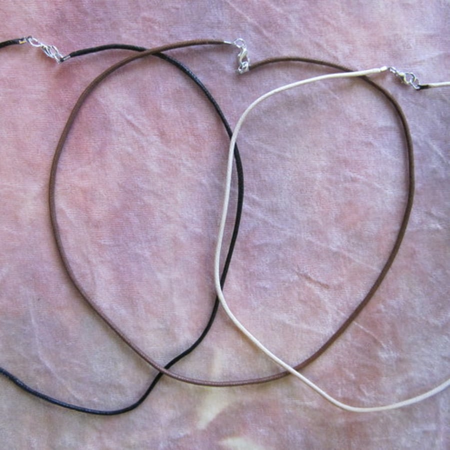 Thong/necklace for pendant - 2mm waxed cotton - black,brown,ivory