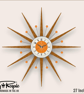 Mid Century Starburst Wall Clock By Royale The Welby in Orange - 4 Sizes - Image 1