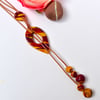 Gold, Metallic Copper, Bordeaux & Purple Polymer Clay Lariat Necklace