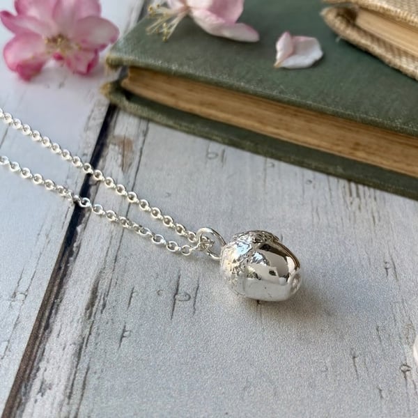 Acorn Silver Necklace – Solid Fine Silver Pendant