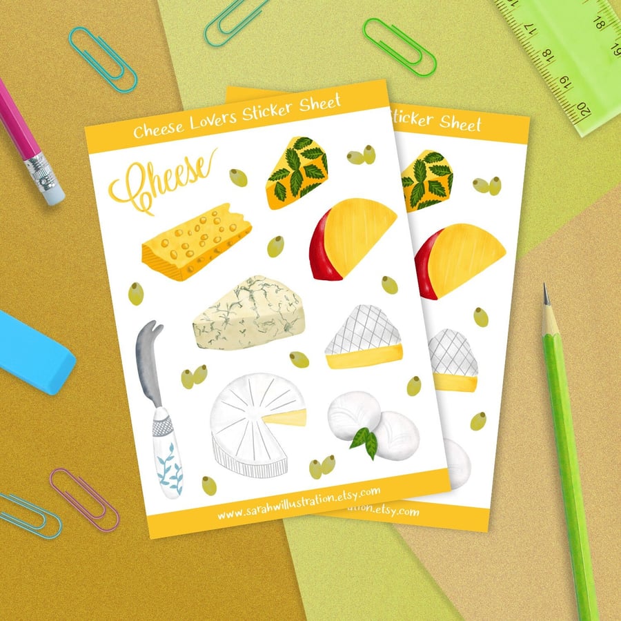 Cheese Sticker Sheet, Cheese Lovers Gift