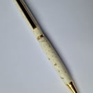 Corian Ballpoint Pen – Gold and Black Hardware – Lathe Turned Pen