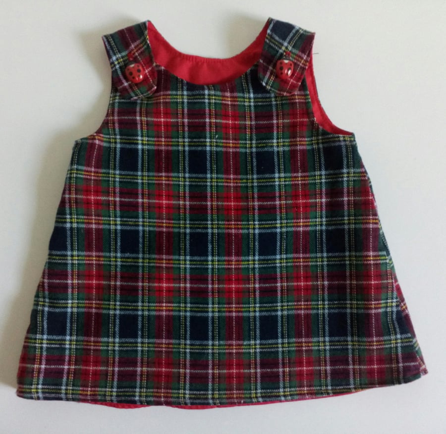 0-3 months, Tartan,  A Line dress,  pinafore, winter dress, brushed cotton