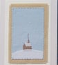 Hand-stitched miniature on card entitled 'Winter Cottage' a card to keep - Image 1