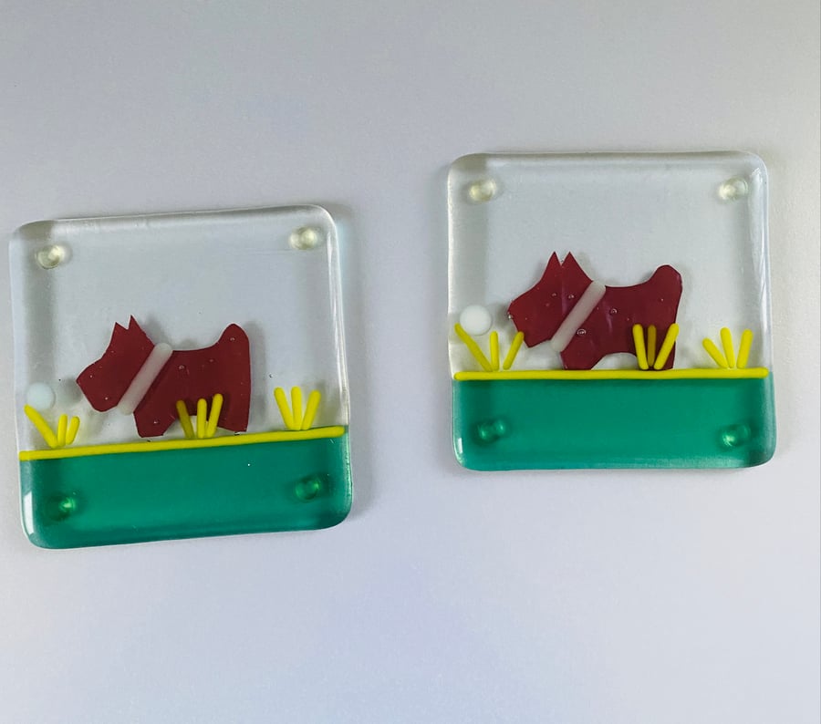 Fused glass dog coasters