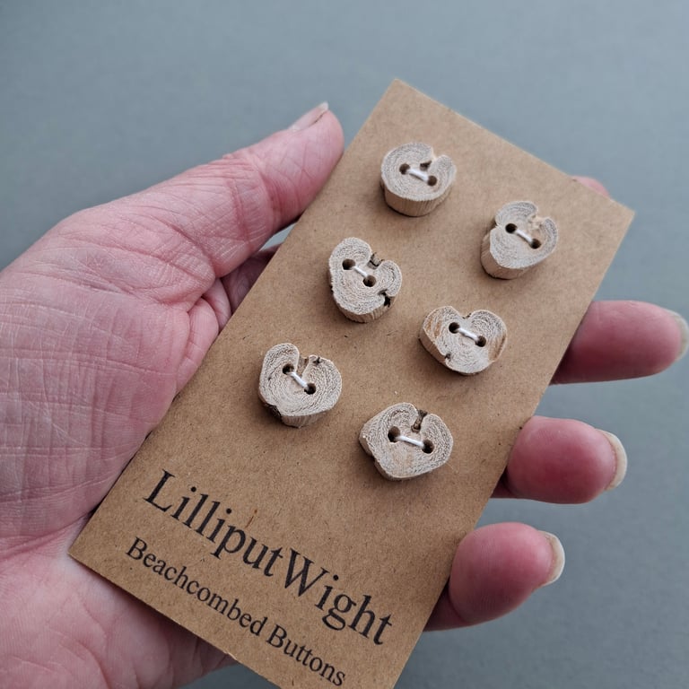 Set of six flat driftwood disk buttons