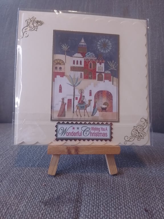 Modern Nativity Scene handmade Christmas card