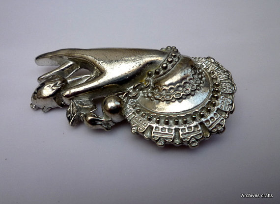 Victorian hand brooch