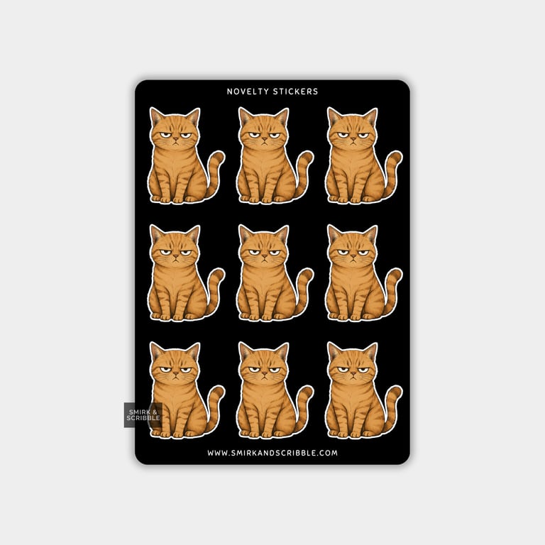Funny Vinyl Sticker Sheet For Adults - Grumpy Cat