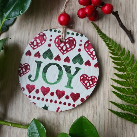 Christmas Joy woodland wood slice decoration Emma Bridgewater