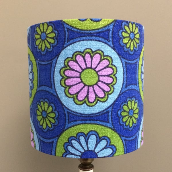 Daisy 60s 70s Rainleigh Moygashel Blue Lime Pink vintage fabric Lampshade