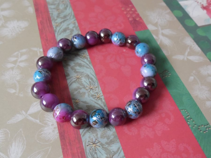 Purple, pink and blue bracelet