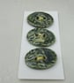 3 Medium Oval Forest Green Leaf Pattern Ceramic Buttons - Image 1
