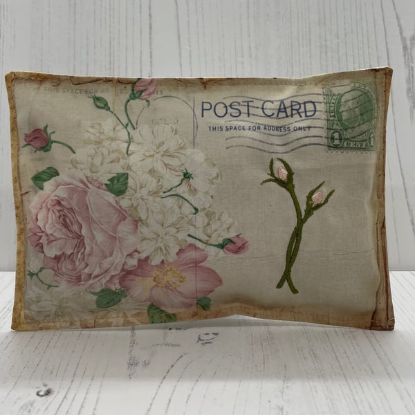 Vintage rose lavender postcard sachet PB2
